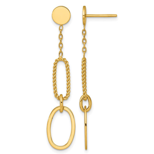 Polished And Twisted Oval Link Dangle Post Earrings - 9.35mm