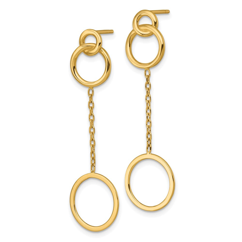Polished Circle Pattern Dangle Post Earrings
