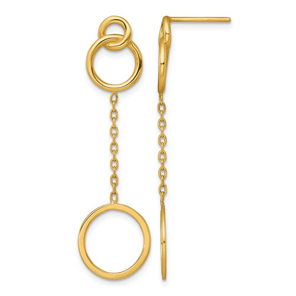 Polished Circle Pattern Dangle Post Earrings
