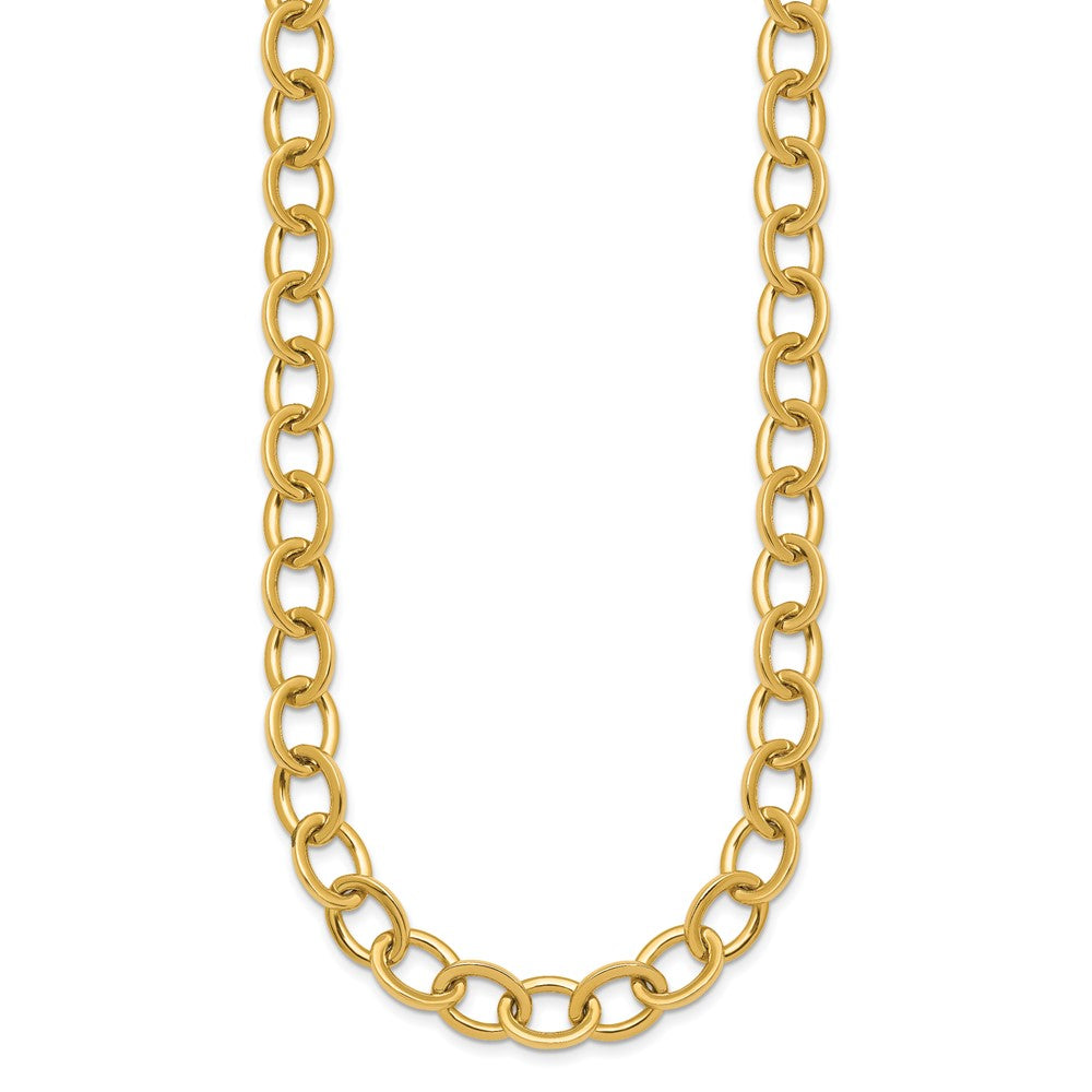 Polished Round Oval Chain 9mm Necklace 18"