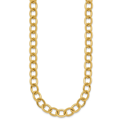 Polished Round Oval Chain 9mm Necklace 18"
