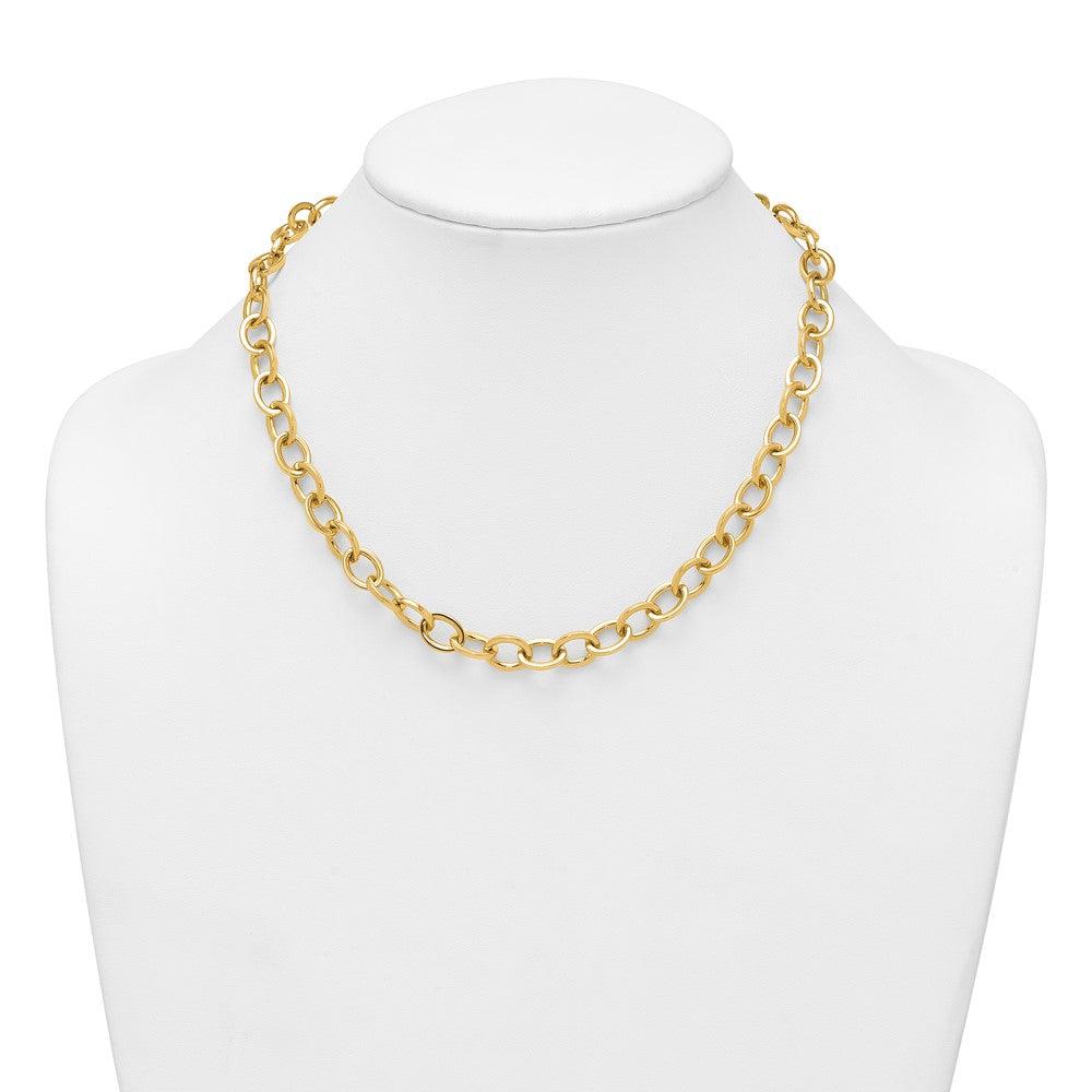 Polished Round Oval Chain 9mm Necklace 18"