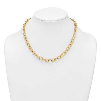 Polished Round Oval Chain 9mm Necklace 18"