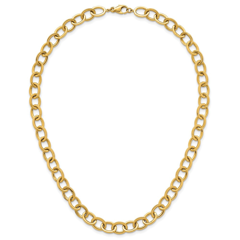 Polished Round Oval Chain 9mm Necklace 18"