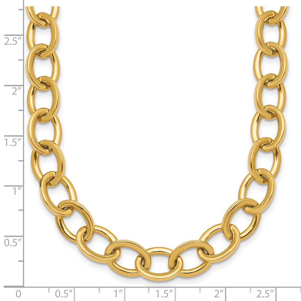 Polished Round Oval Chain 9mm Necklace 18"