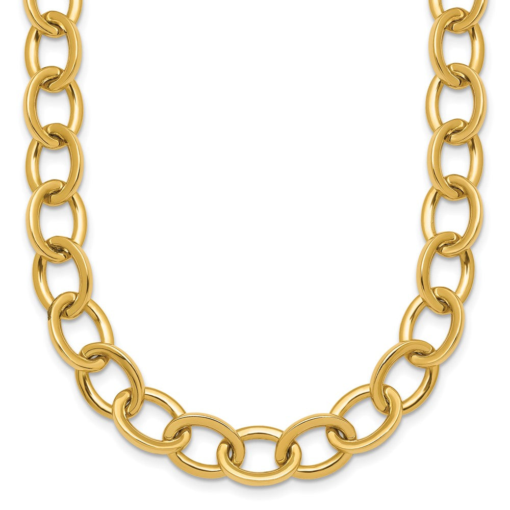 Polished Round Oval Chain 9mm Necklace 18"