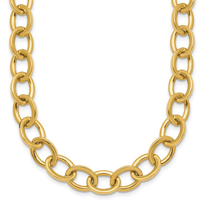 Polished Round Oval Chain 9mm Necklace 18"