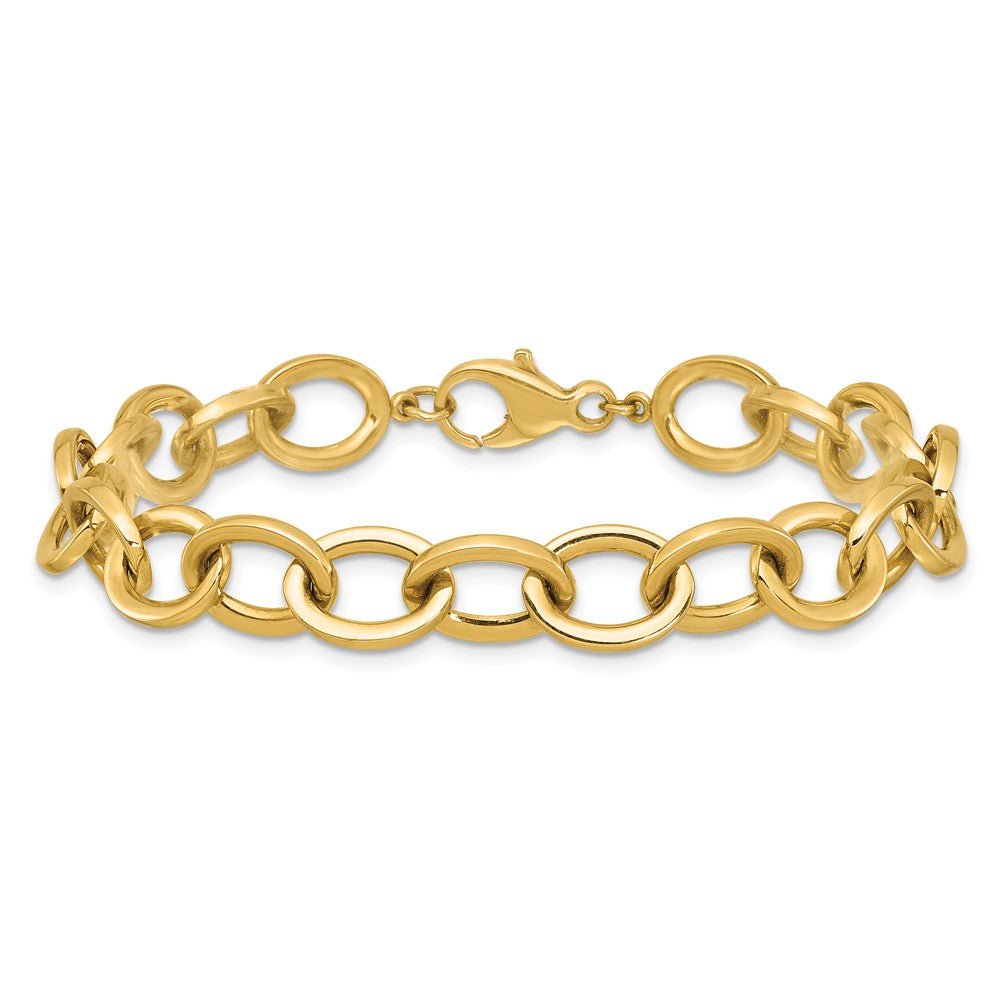 Polished Round Oval Chain 9mm Bracelet 7.5"