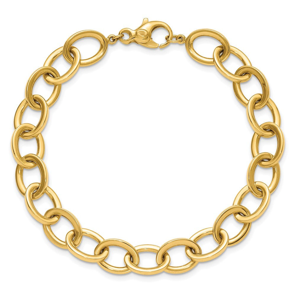 Polished Round Oval Chain 9mm Bracelet 7.5"
