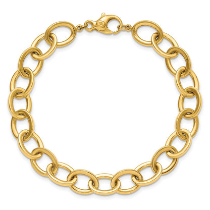 Polished Round Oval Chain 9mm Bracelet 7.5"