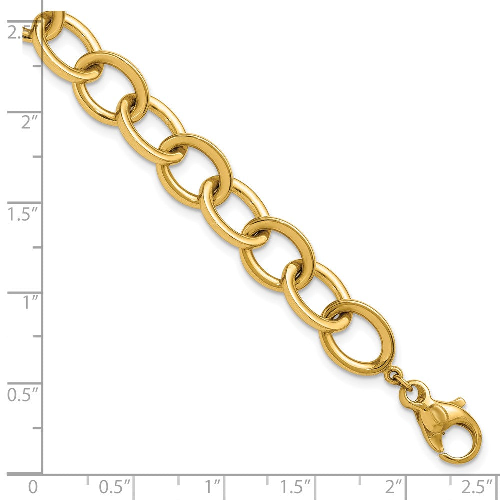 Polished Round Oval Chain 9mm Bracelet 7.5"