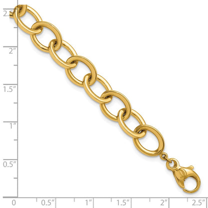 Polished Round Oval Chain 9mm Bracelet 7.5"