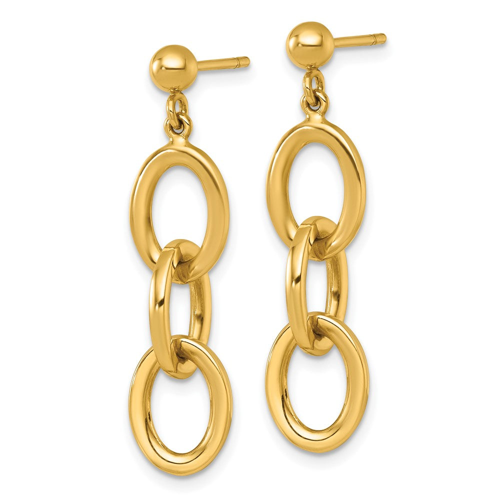 Polished Round Oval Chain Dangle Post Earrings