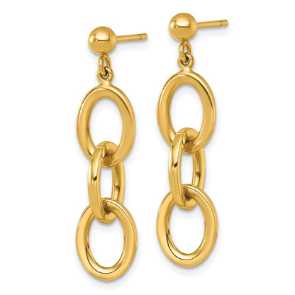 Polished Round Oval Chain Dangle Post Earrings
