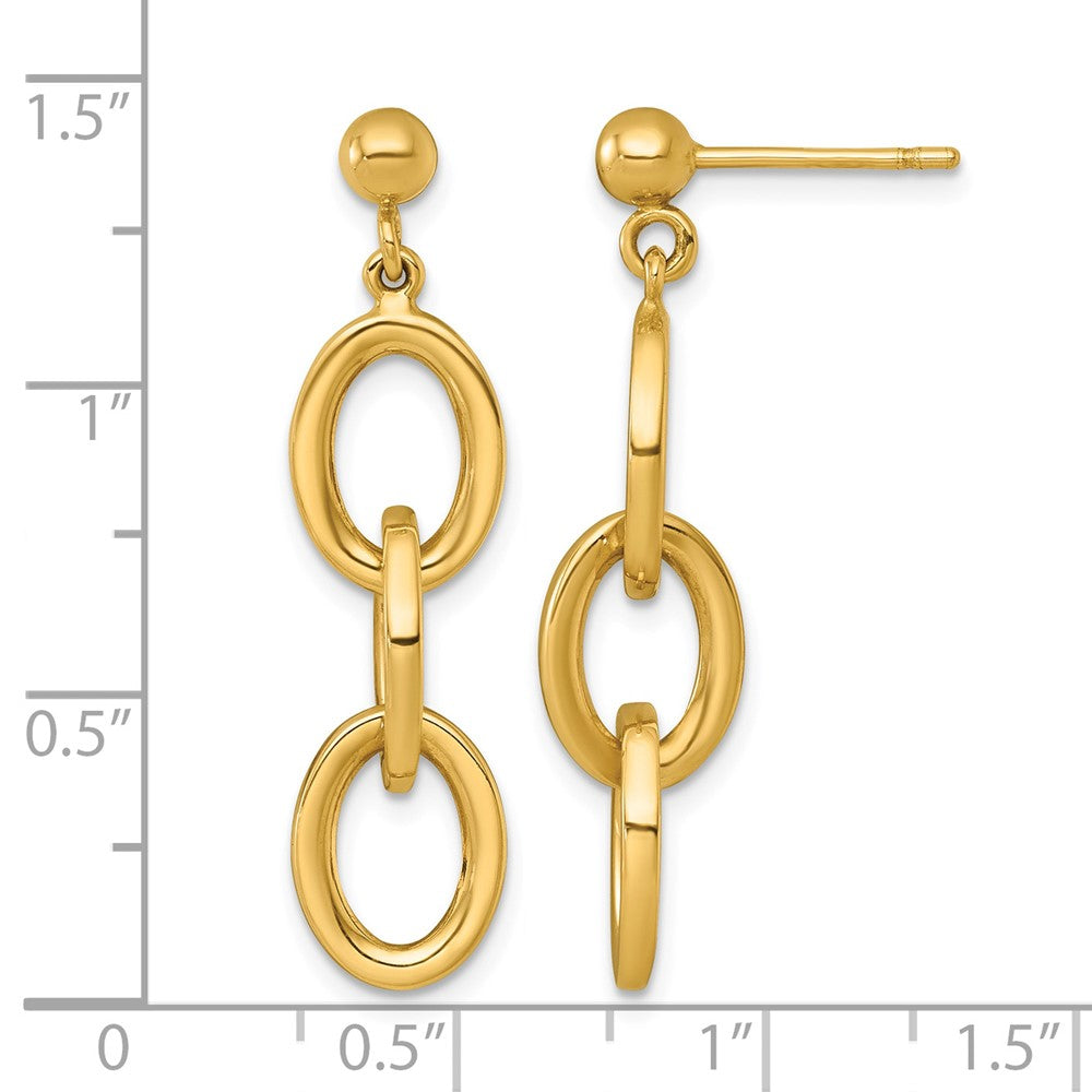 Polished Round Oval Chain Dangle Post Earrings