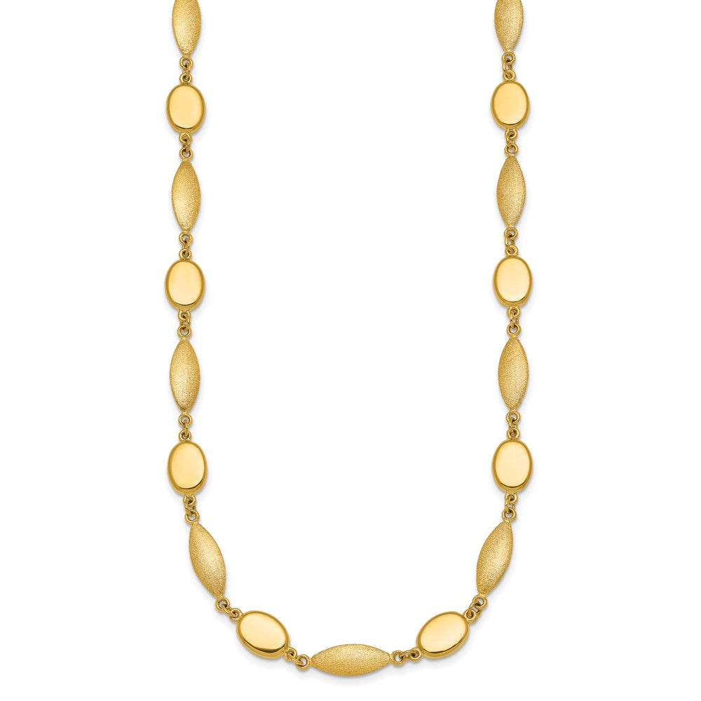 Polished And Brushed Fancy Link 7.5mm Necklace 18"