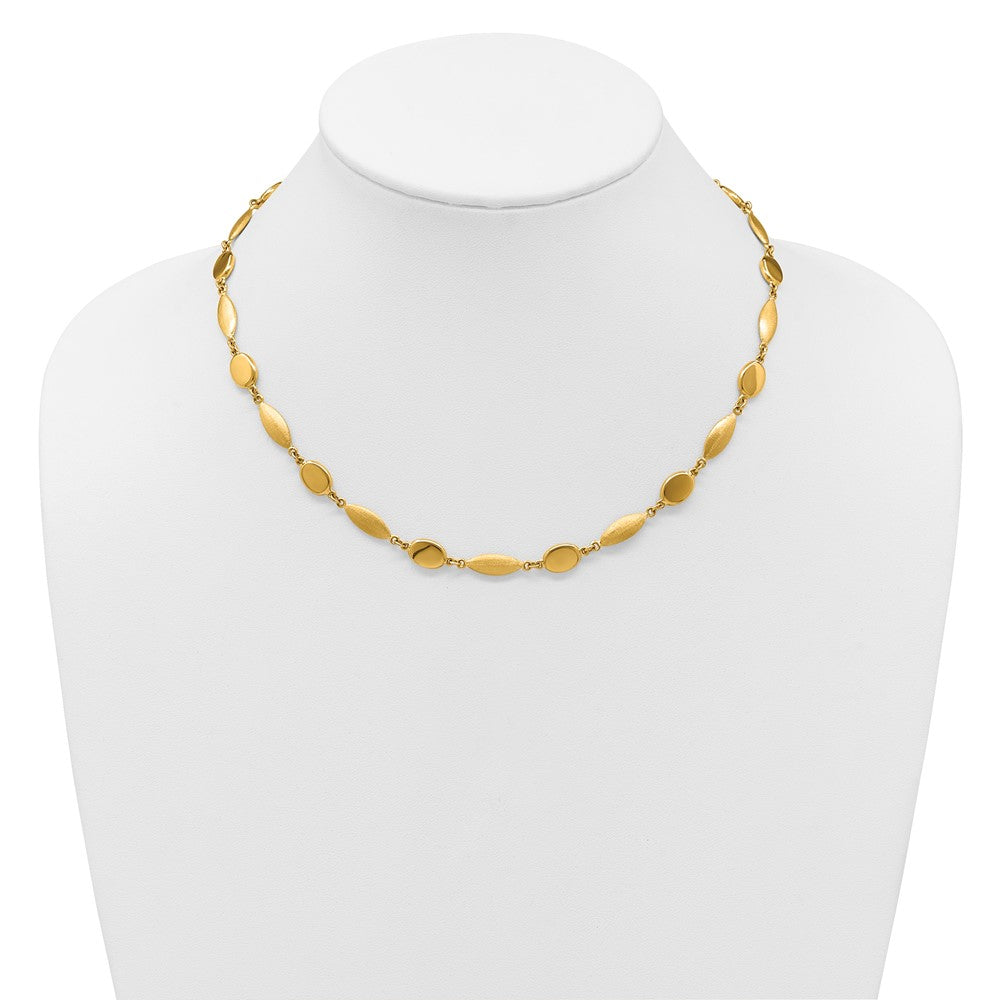 Polished And Brushed Fancy Link 7.5mm Necklace 18"