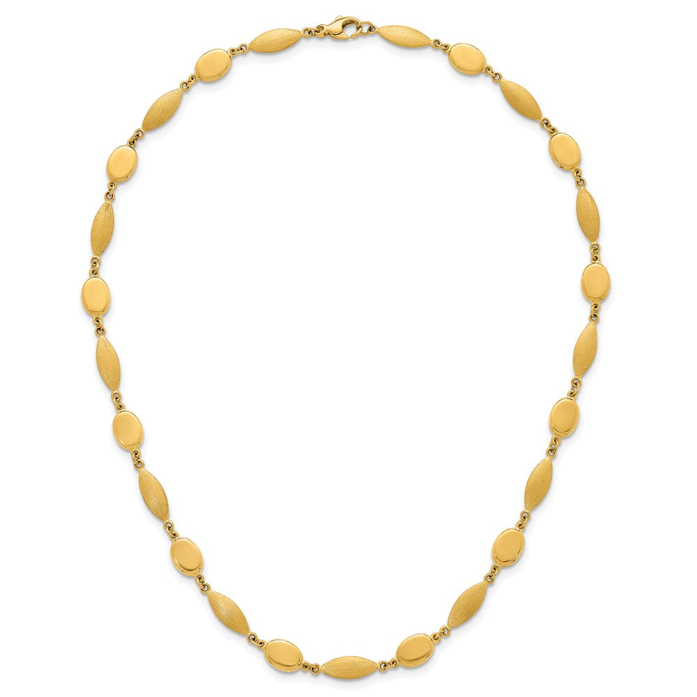 Polished And Brushed Fancy Link 7.5mm Necklace 18"