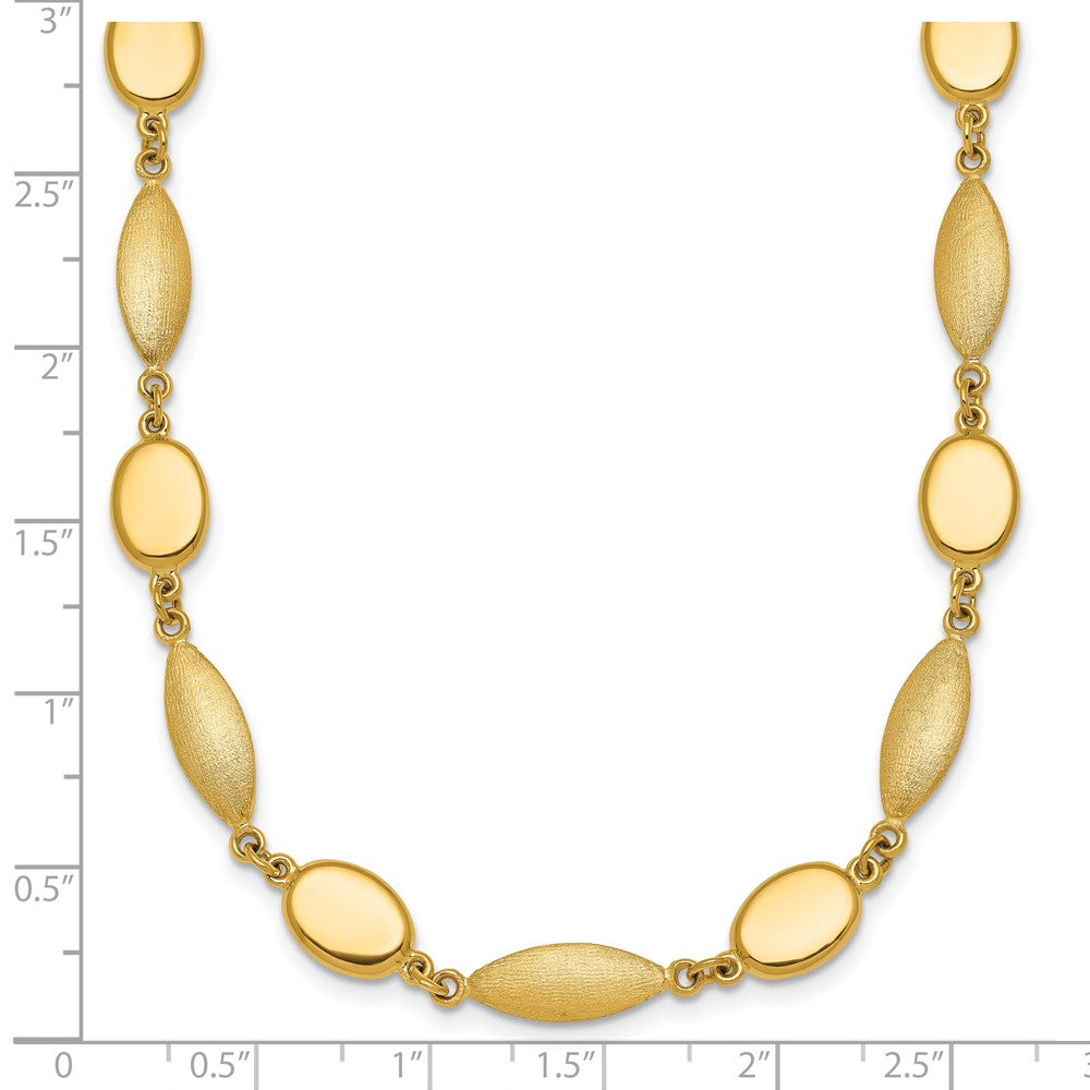 Polished And Brushed Fancy Link 7.5mm Necklace 18"