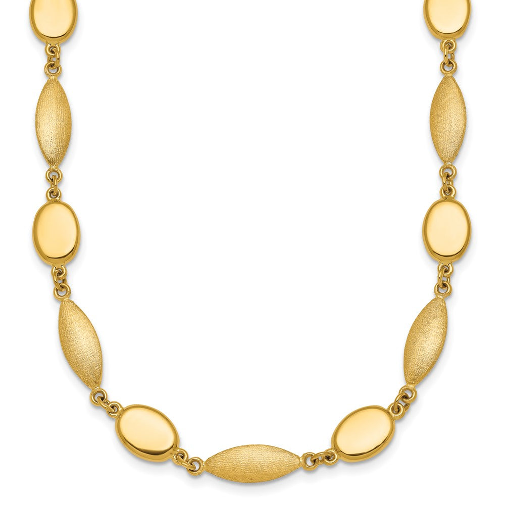 Polished And Brushed Fancy Link 7.5mm Necklace 18"
