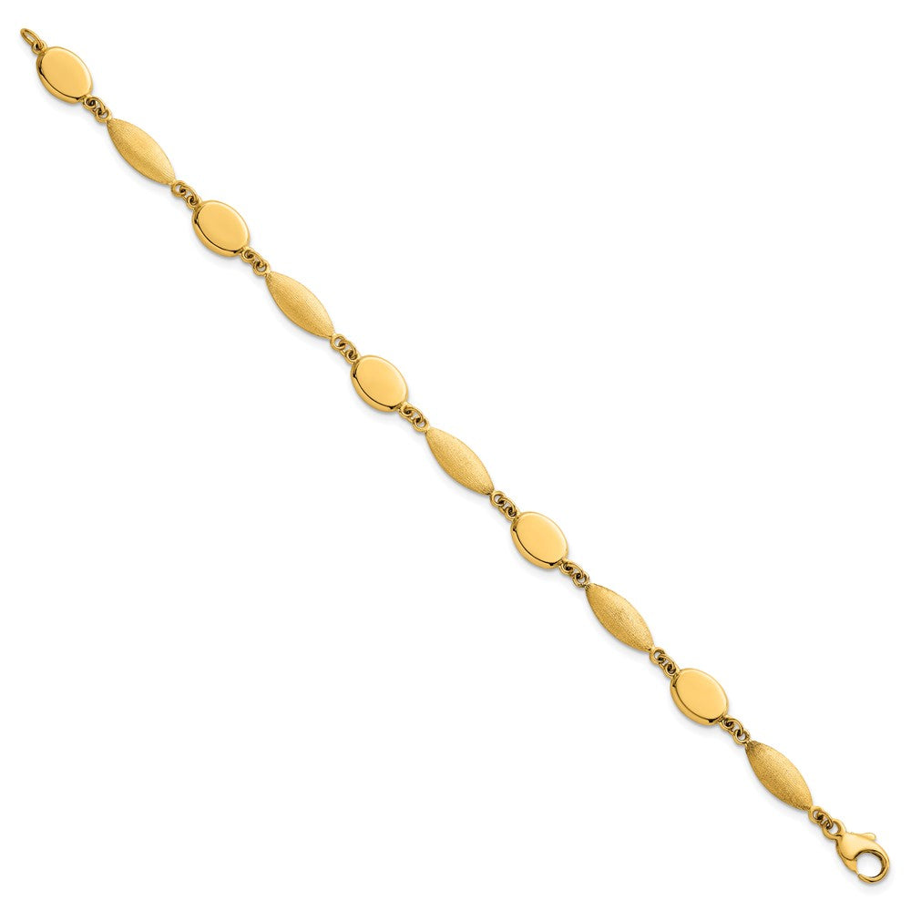 Polished And Brushed Fancy Link 7.5mm Bracelet 7.25"