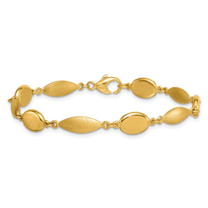 Polished And Brushed Fancy Link 7.5mm Bracelet 7.25"