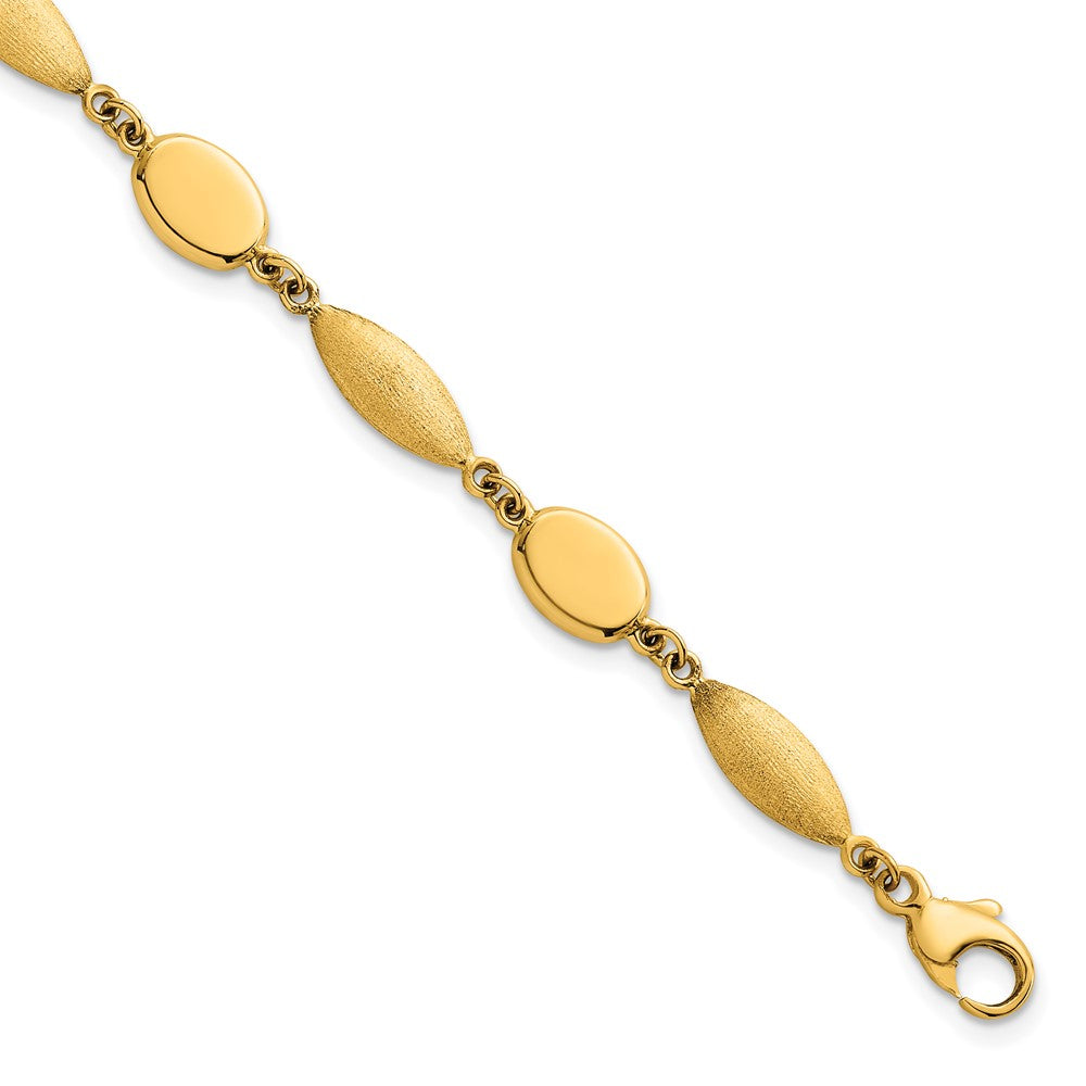 Polished And Brushed Fancy Link 7.5mm Bracelet 7.25"