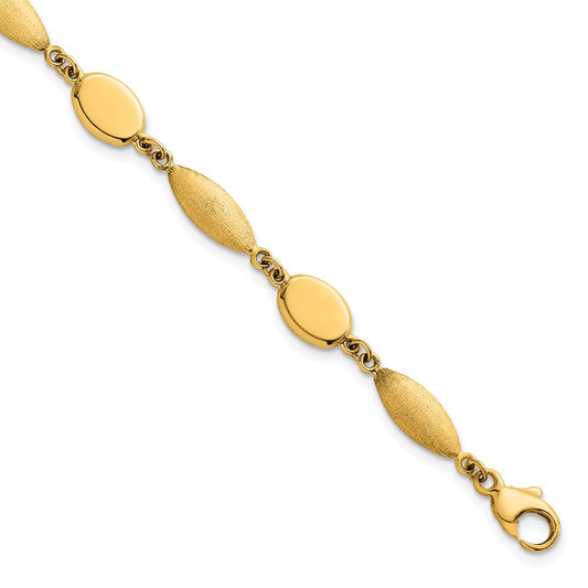 Polished And Brushed Fancy Link 7.5mm Bracelet 7.25"