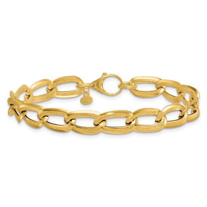 Polished And Textured Long Curb Bracelet 7.5"