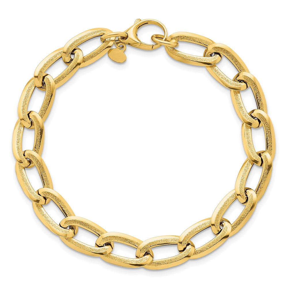 Polished And Textured Long Curb Bracelet 7.5"