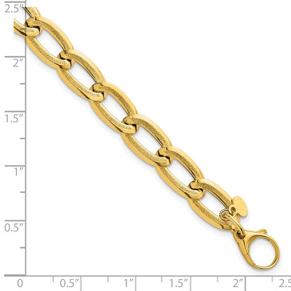 Polished And Textured Long Curb Bracelet 7.5"