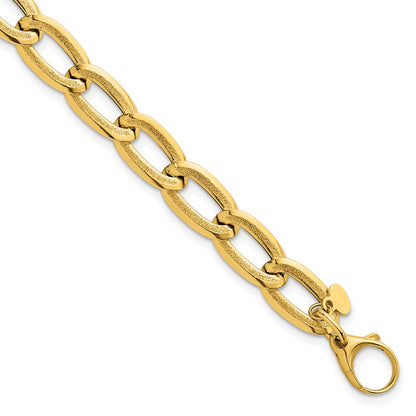 Polished And Textured Long Curb Bracelet 7.5"