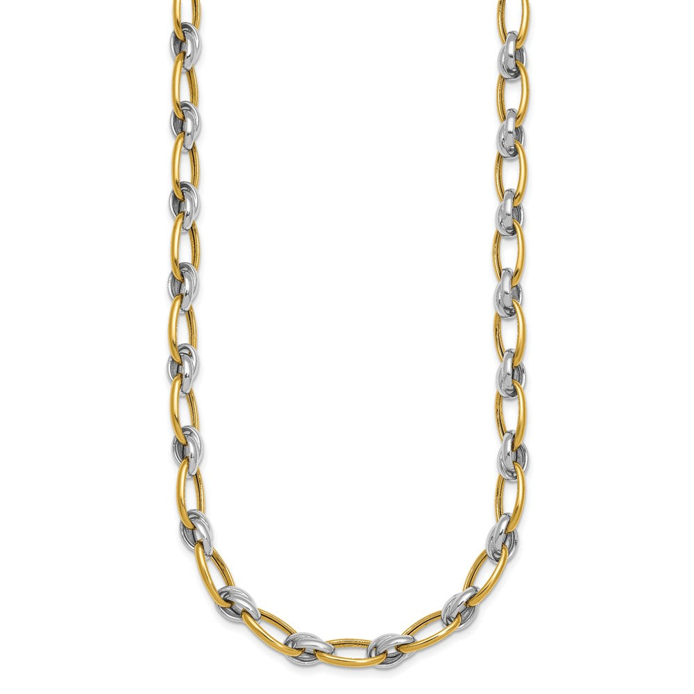 Polished Fancy Oval Chain 7mm Necklace 17.75"