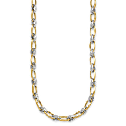 Polished Fancy Oval Chain 7mm Necklace 17.75"