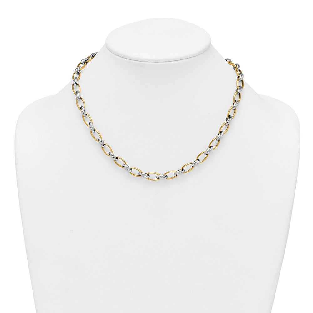 Polished Fancy Oval Chain 7mm Necklace 17.75"