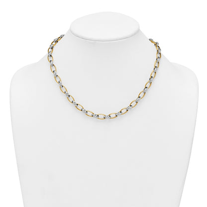 Polished Fancy Oval Chain 7mm Necklace 17.75"