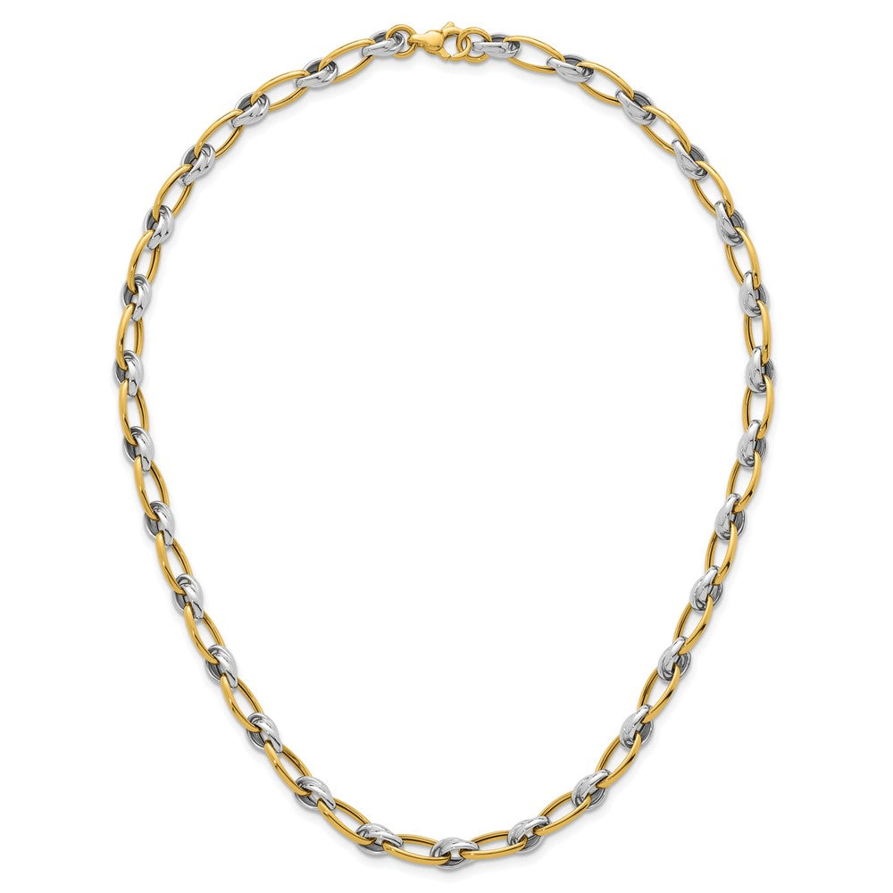 Polished Fancy Oval Chain 7mm Necklace 17.75"