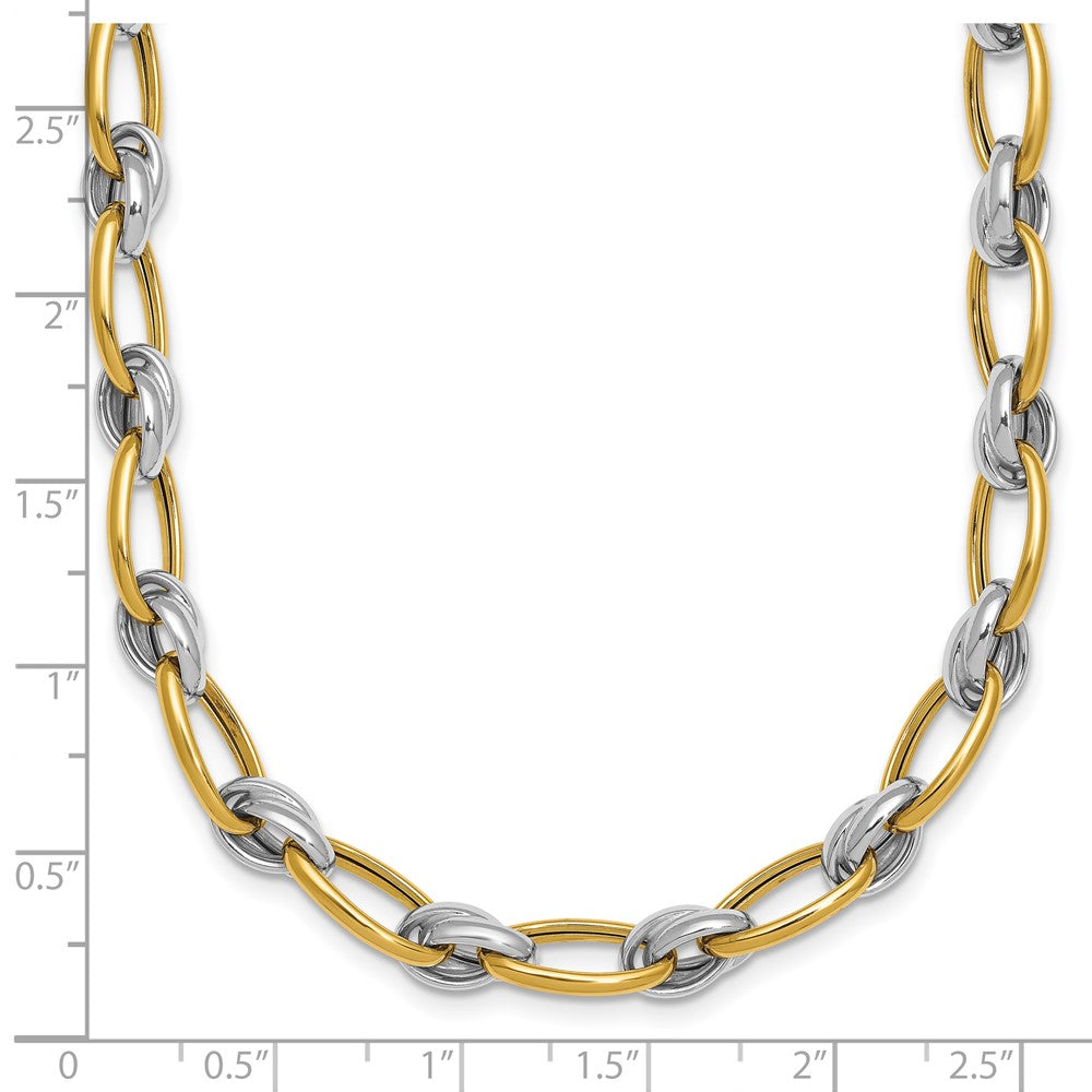 Polished Fancy Oval Chain 7mm Necklace 17.75"