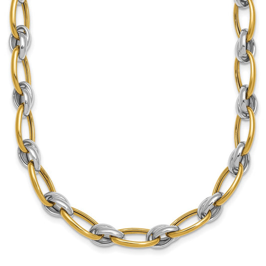 Polished Fancy Oval Chain 7mm Necklace 17.75"