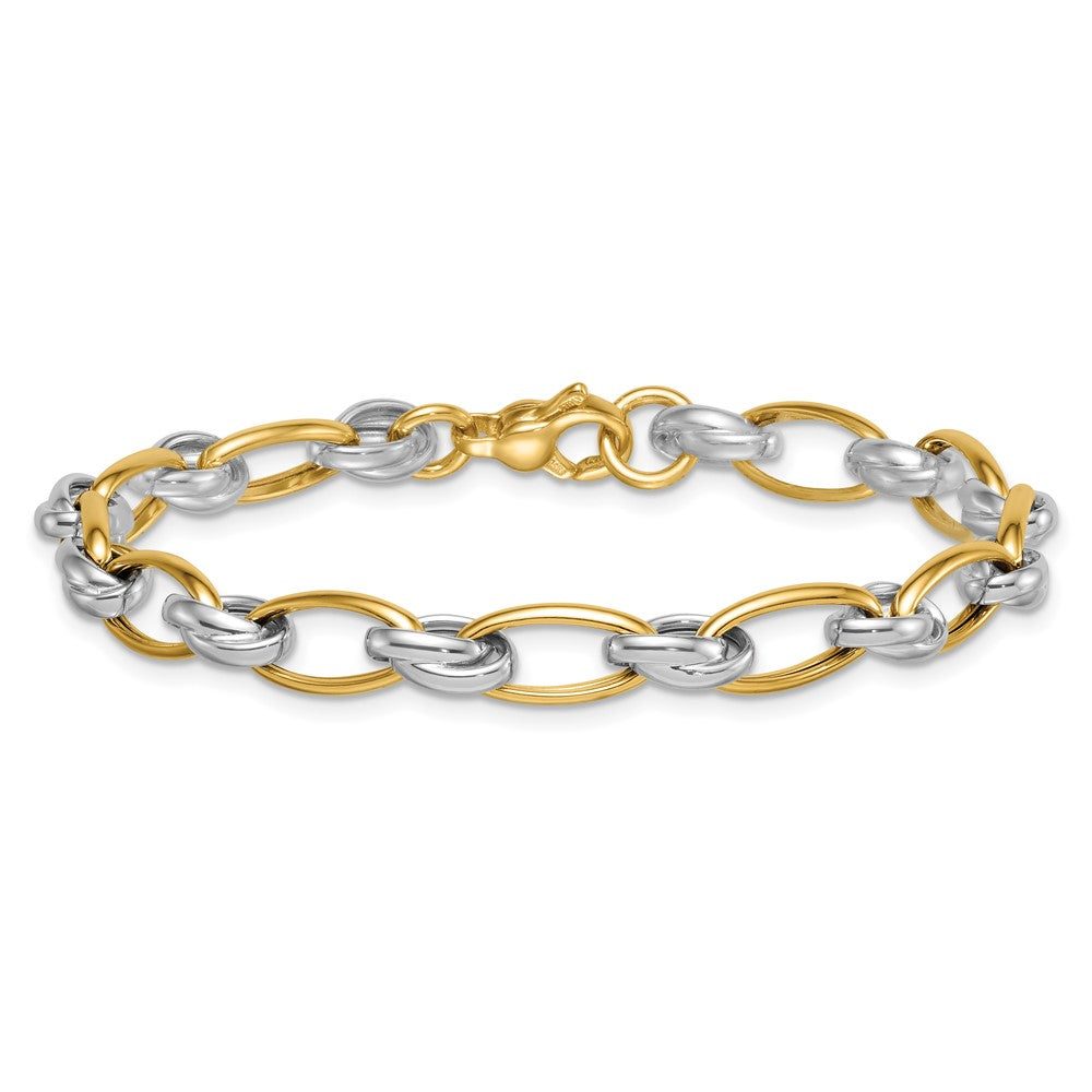 Polished Fancy Oval Chain 7mm Bracelet 7.5"