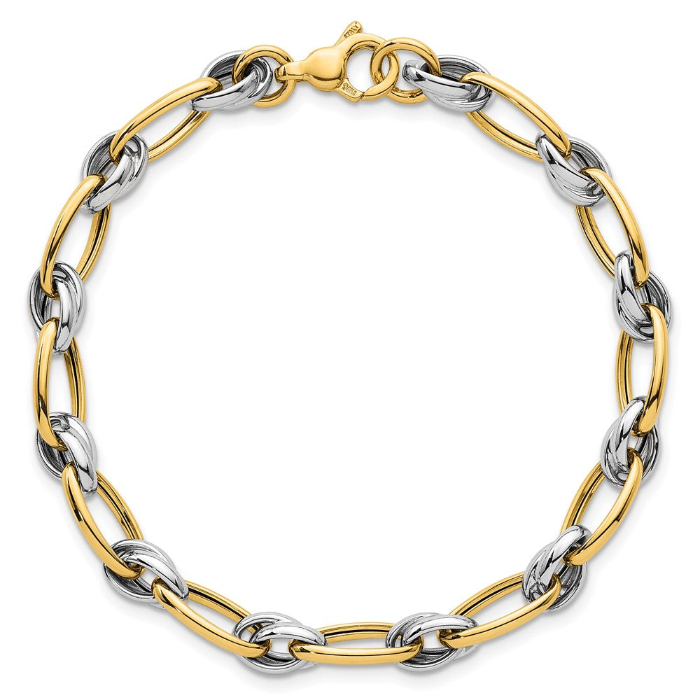 Polished Fancy Oval Chain 7mm Bracelet 7.5"