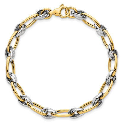 Polished Fancy Oval Chain 7mm Bracelet 7.5"