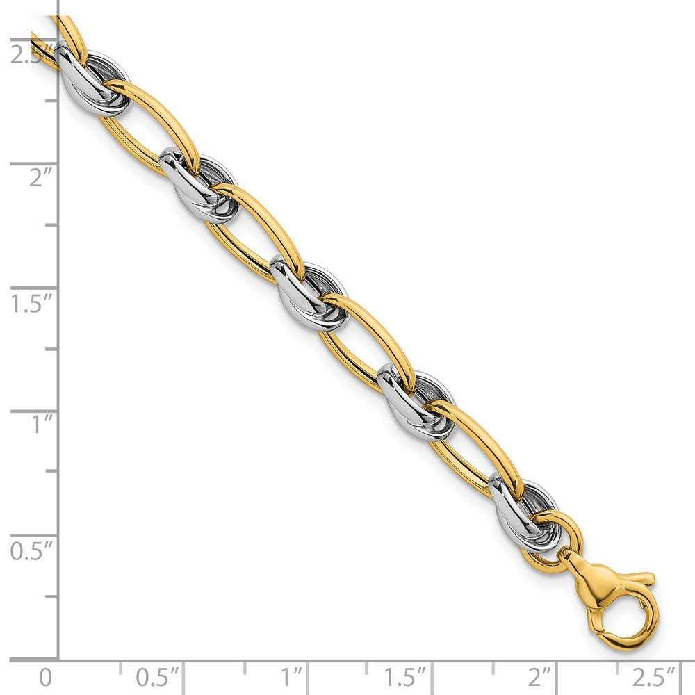 Polished Fancy Oval Chain 7mm Bracelet 7.5"