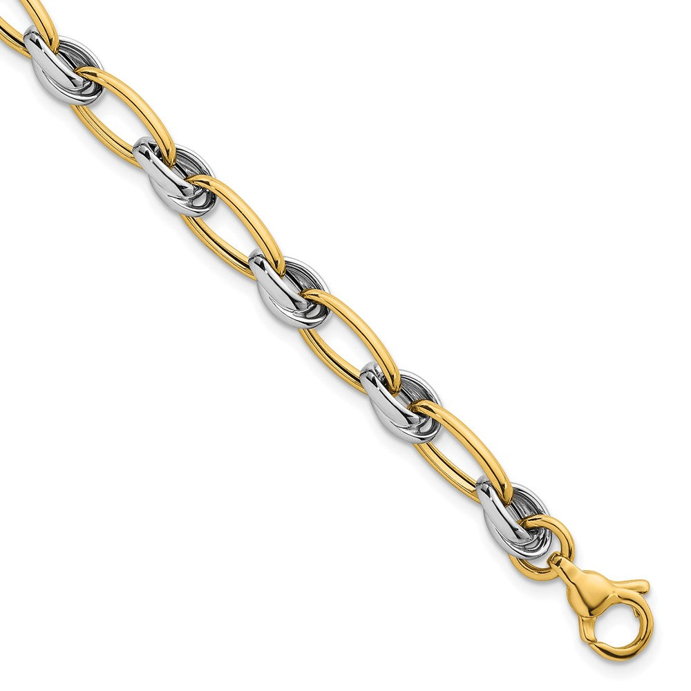 Polished Fancy Oval Chain 7mm Bracelet 7.5"