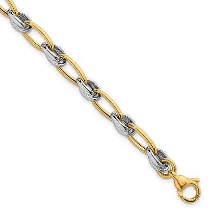 Polished Fancy Oval Chain 7mm Bracelet 7.5"
