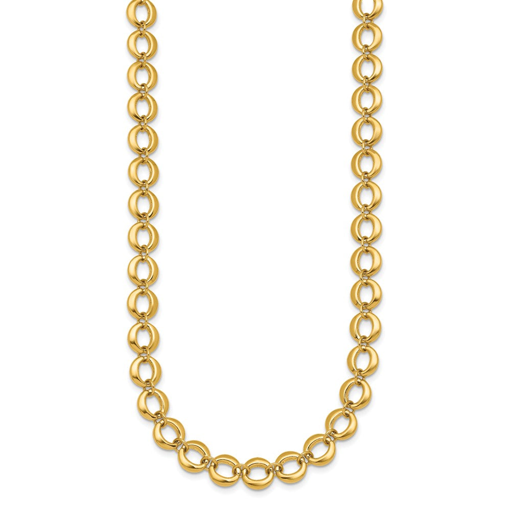 Polished Fancy Circle Link 8mm Necklace 18"