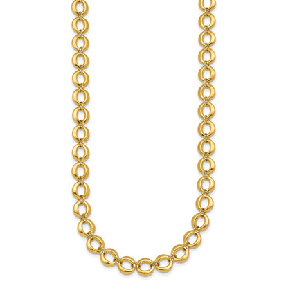 Polished Fancy Circle Link 8mm Necklace 18"
