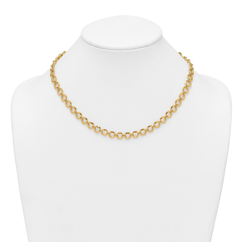 Polished Fancy Circle Link 8mm Necklace 18"