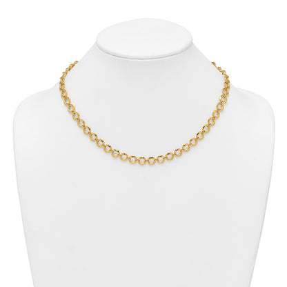 Polished Fancy Circle Link 8mm Necklace 18"