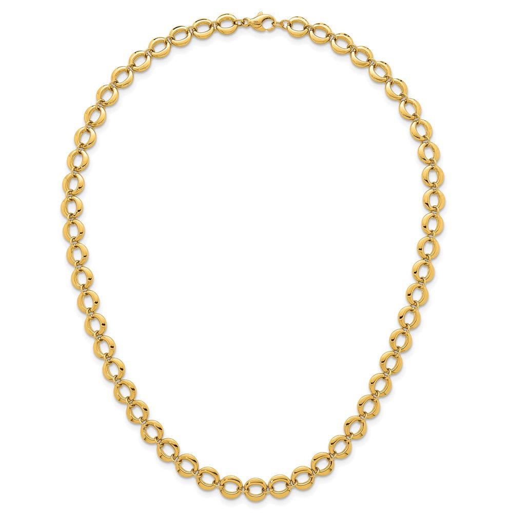 Polished Fancy Circle Link 8mm Necklace 18"